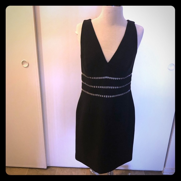 black cocktail dress with rhinestones